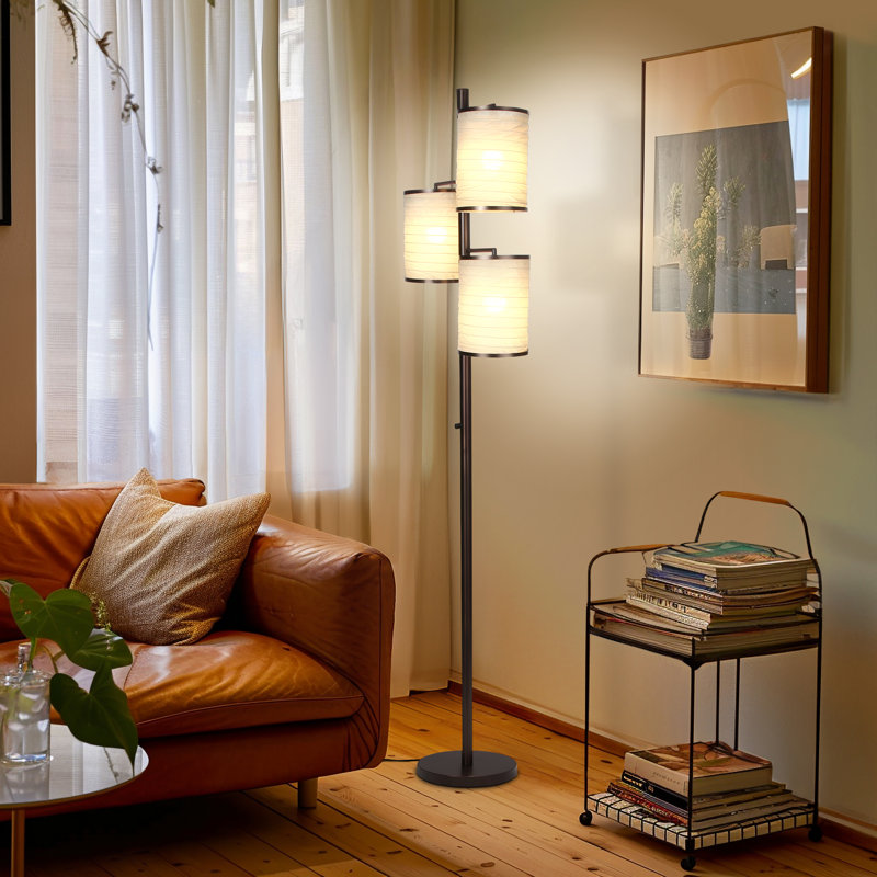 Liam Bronze Multi-Head LED Floor Lamp with Fabric Shades