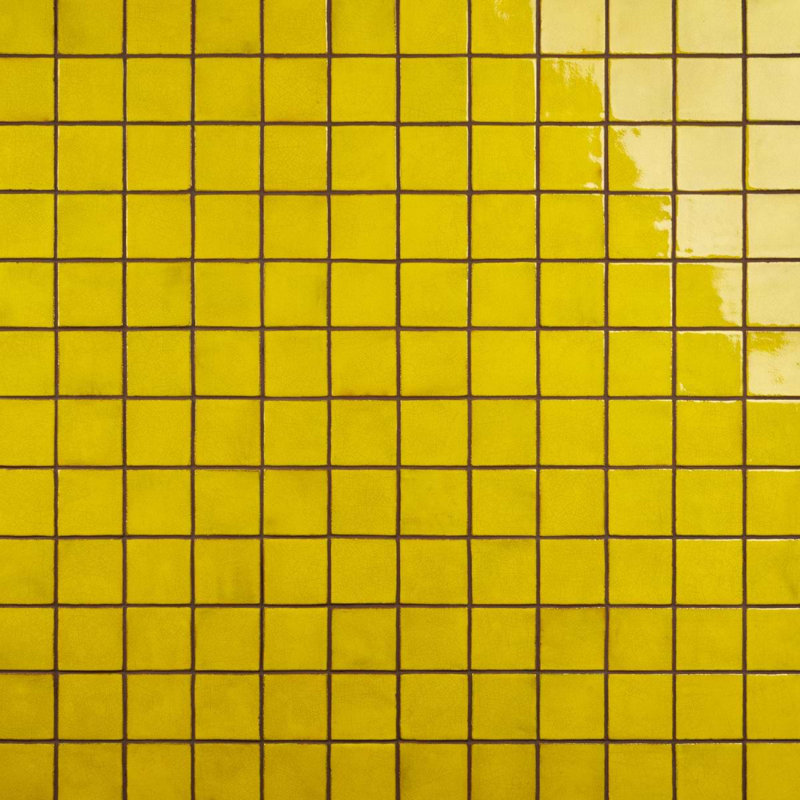 Set of 50 Emery Handmade Glossy Terracotta Tiles, Yellow