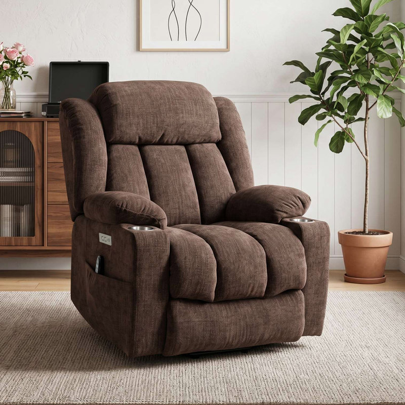 Azelle  Power Lift Chair Recliners Infinite Position with Massage,heat,cup Holder, Brown