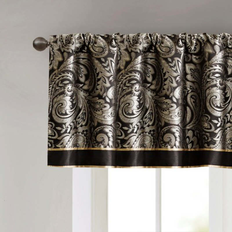 Cantonnière jacquard 50 x 18 po, Noir