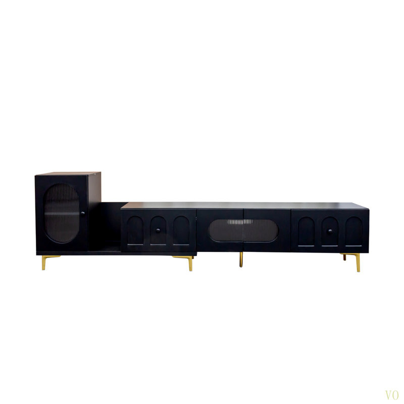 Meuble télé rectangulaire en bois avec meuble télé extensible, Noir