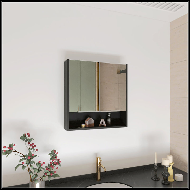 Pharmacie rectangulaire avec miroir, Noir