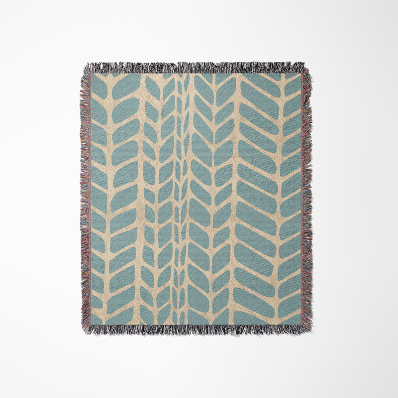 Jeté 100% coton Freda Weave, Jeté 52 po x 37 po, Bleu/beige