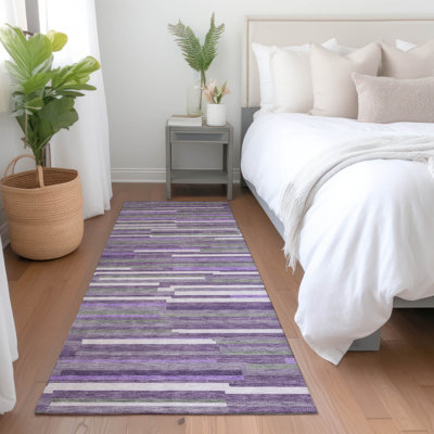 Premium Machine Washable Prisco Purple Rug