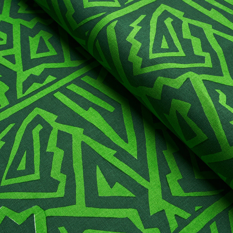 Schumacher x David Kaihoi Jagged Maze Fabric, Green
