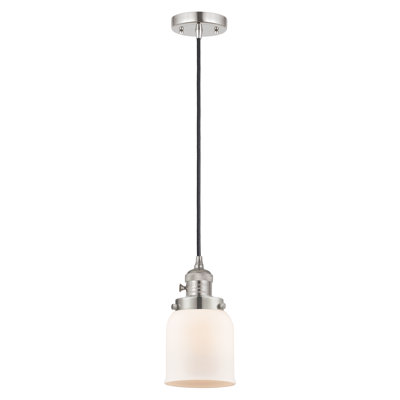 Franklin Restoration - Amberlynn - Mini luminaire suspendu à cordon de 5 po - Interrupteur marche / arrêt - Ampoule DEL - Finition chrome - Abat-jour blanc