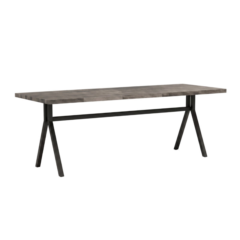 Strut Café Dining Height, 30"H x 72"L x 42"W, Gray Wood, Black
