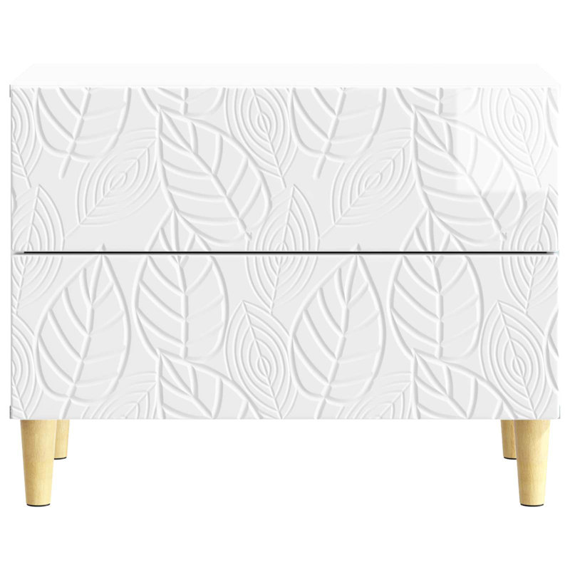 62cm W Composite Bedside Table, High Gloss White