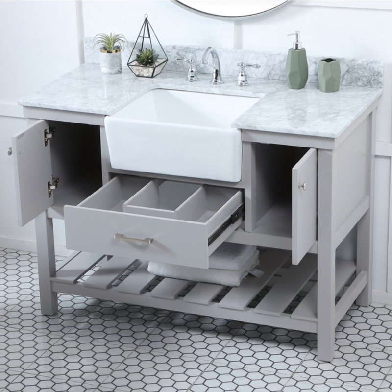 Meuble-lavabo simple 48 po avec dosseret Pelaghia, Gris