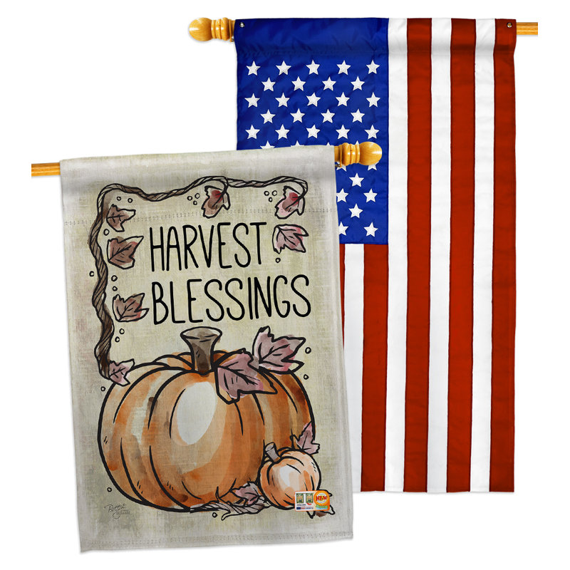 2 faces en polyester 40 po x 28 po harvest bénédictions drapeau pour la maison