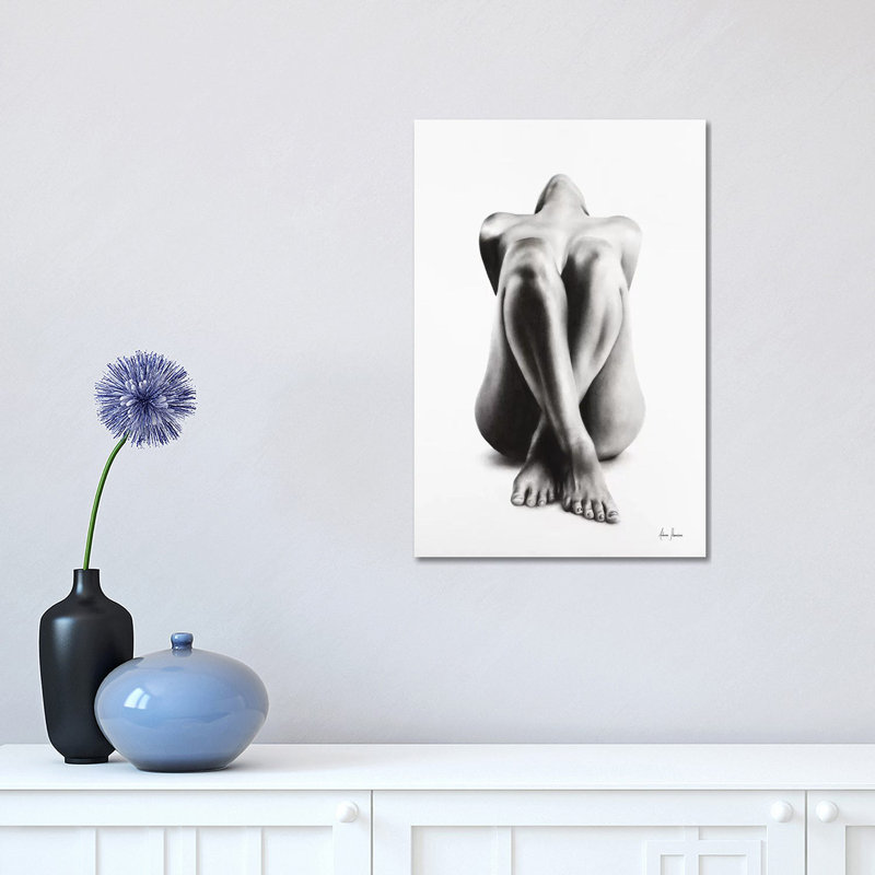 Nude Woman Charcoal Study 63 by Ashvin Harrison - Wrapped Canvas Painting, 30.48 cm H x 45.72 cm W, Wrapped Canvas