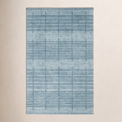 Nona Blue Hand-Woven Geometric Rug