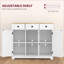 Buffets | Buffet blanc vieilli moderne avec plateau en bois massif HOMcom, 3 tiroirs | Comptoir en bois d'hévéa massif | Structure en bois d'ingénierie