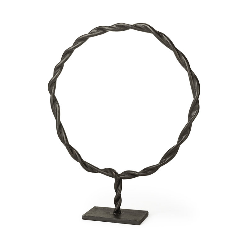 Sculpture de table ronde en métal noir 23 po Maniscalco, H 23 po x l 19 po x P 4 po