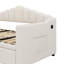 Lit de jour simple rembourré avec lit gigogne escamotable réglable en hauteur, ports de charge USB et Type-C et 2 poches de rangement latérales-1985522051