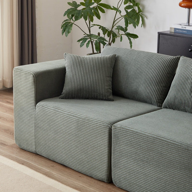 Riaan Modular Boneless Sectional Sofa, Green Corduroy