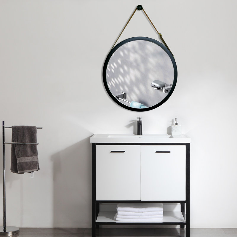 Miroir d'appoint Jeffrey Venetia, Noir, H 18 po x l 18 po