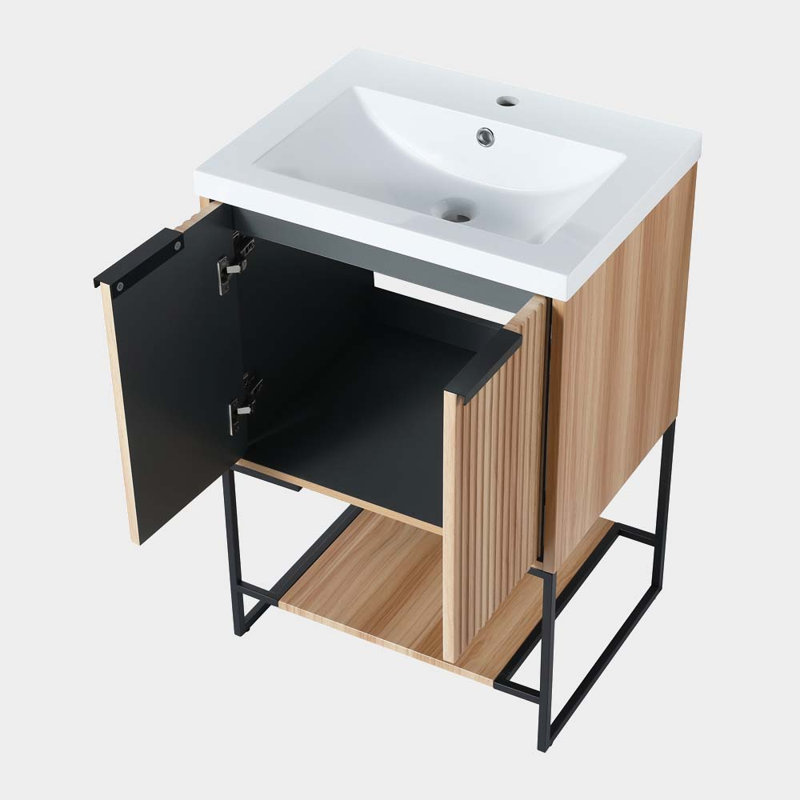 Ensemble de meuble-lavabo simple 18 po, Brun
