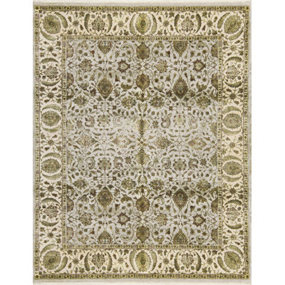 Tapis ivoire et beige noué à la main de haute qualité
