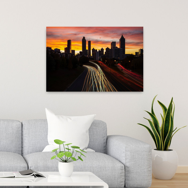 Downtown Atlanta Skyline from the Jackson Street Bridge Atlanta Georgia USA 1 Piece Wrapped Canvas Wall Art