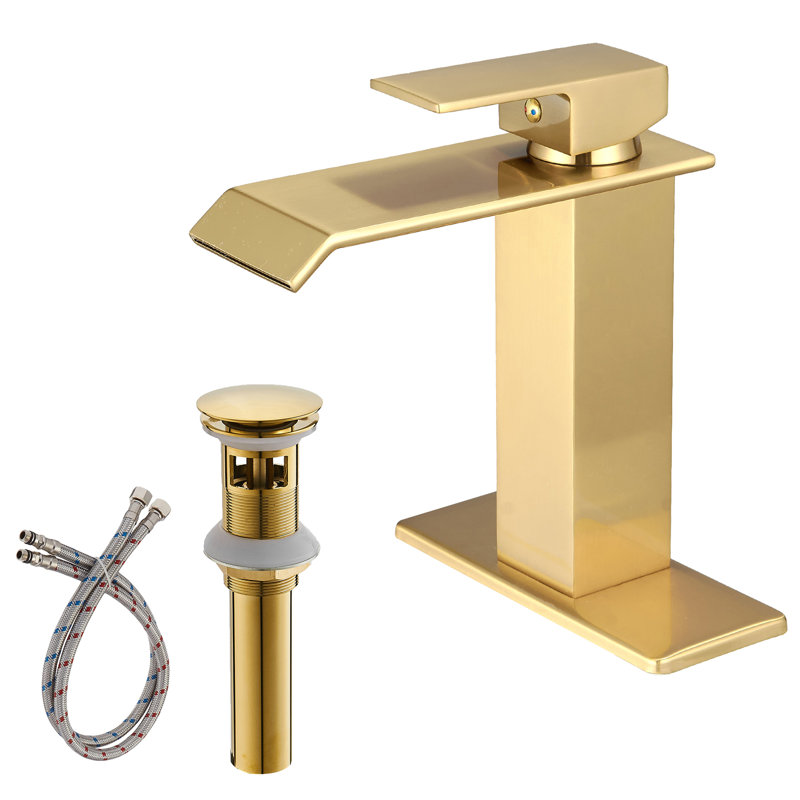 Robinet pour salle de bain à un trou Almeta, Or, Oui