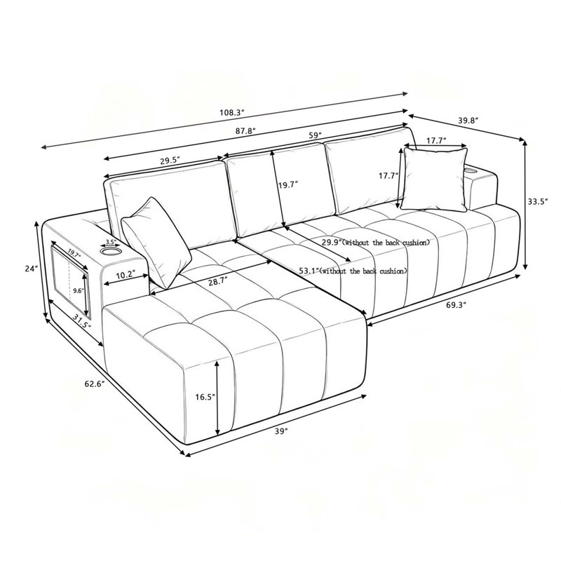 Canapé modulaire en chenille Cloud Design, Beige Chenille