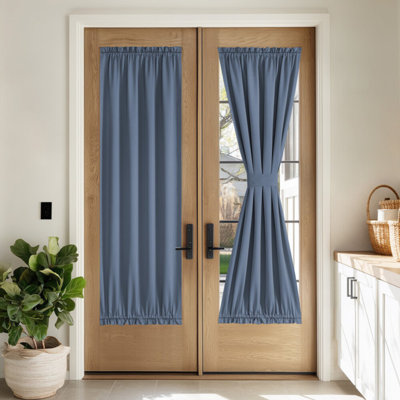  100% Blackout Door Curtain Thermal Insulated Privacy Curtain for French Front Door with Tieback, Room Darkening Window Covering for Kitchen, 1 Panel