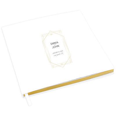 Livre d'or de mariage personnalisé Art déco doré