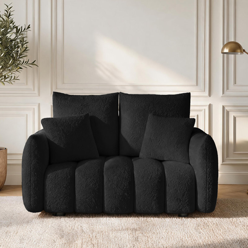  58'' Teddy Fabric Upholstered Loveseat, Black