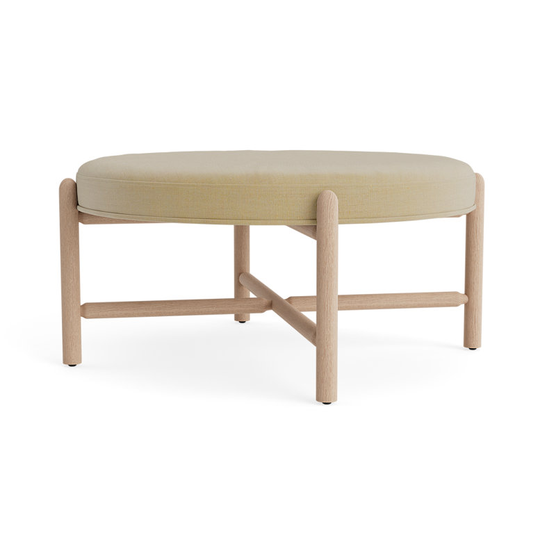 Vane 36" Upholstered Ottoman, Oak, Khaki