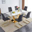 Ensemble de salle à manger rectangulaire en faux marbre 71 "avec chaises en porte-à-faux matelassées Samp Modern-429035429-429035428-429035435