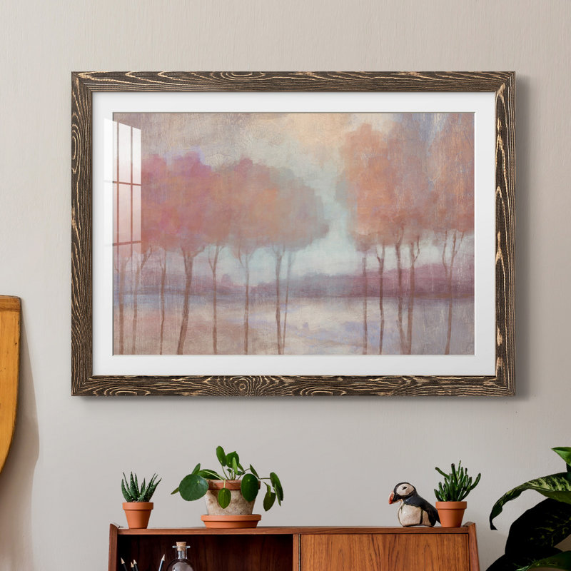 Blush Trees - Reproduction d'art graphique sur papier encadré, Papier, cadre noyer, H 31,5 po x l 23,5 po x P 1,5 po