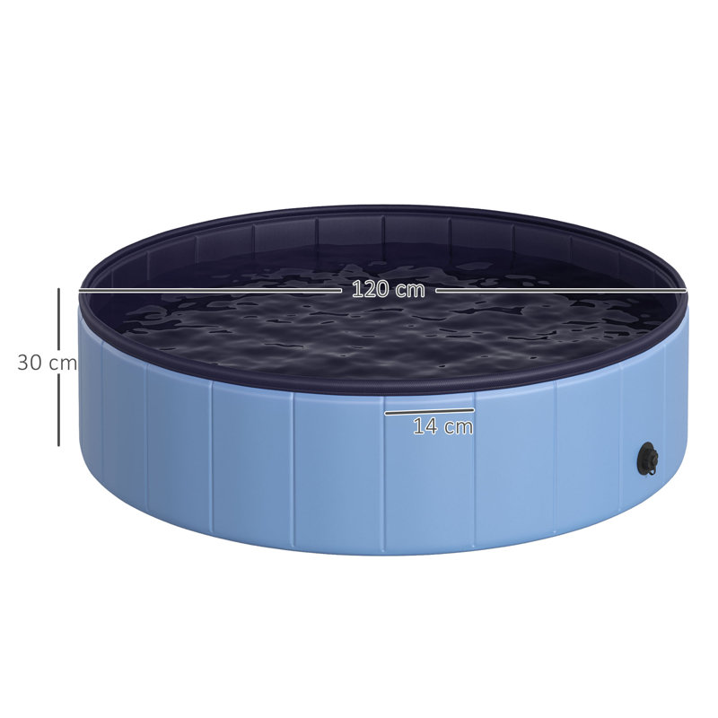 Isai Plastic Foldable Dog Pool, 30cm H x 120cm W x 120cm D, Blue