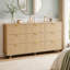 Commode 9 tiroirs pour chambre à coucher, commode moderne en bois l 57 po avec tiroirs en tissu cannelé et dispositif anti-basculement-128980959
