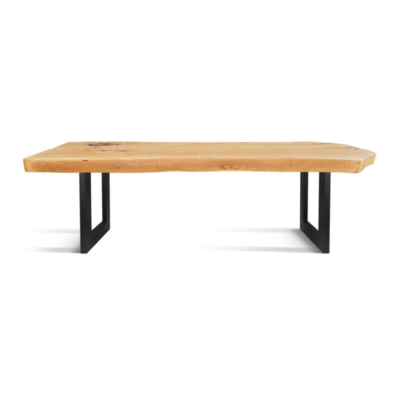 Oak Solid Wood Top Metal Base Dining Table