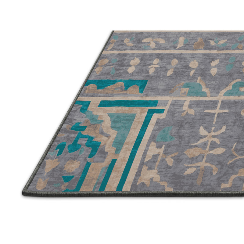 Tapis gris soyeux et moelleux, Carré 4 pi