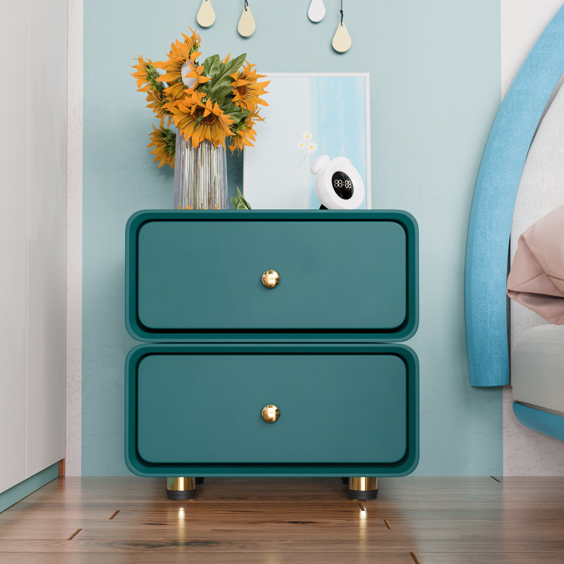 Modern 2 - Drawer Mdf Nightstand (Whole Unit), Green