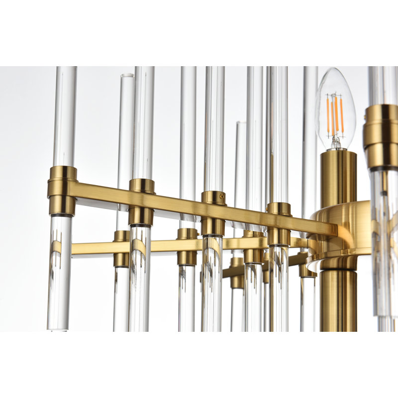Luminaire suspendu unique à 6 lumières avec accents en cristal Francene, Or