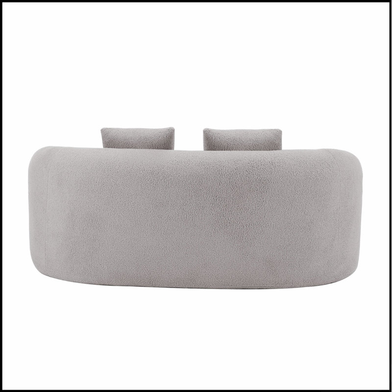 Canapé courbé blanc avec accoudoir rond, canapé à compression avec 2 coussins pour les petits espaces et un entretien facile