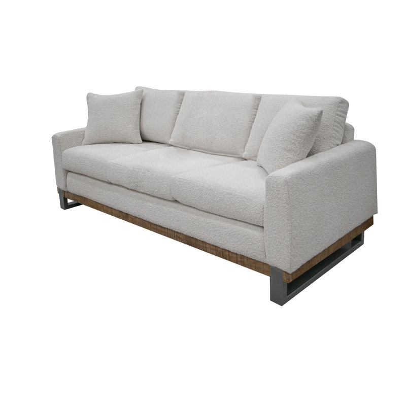 Canapé Dome avec 2 coussins décoratifs, bois massif, Ivoire, H 37,75 po x l 88,5 po x P 35 po