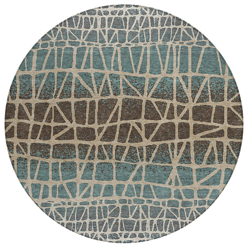 Machine Washable Indoor/Outdoor Chantille ACN2404 Geometric Rug, Round 8'