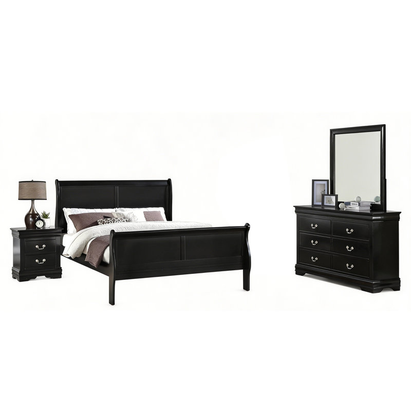 4 Piece Gillett, Full, Black