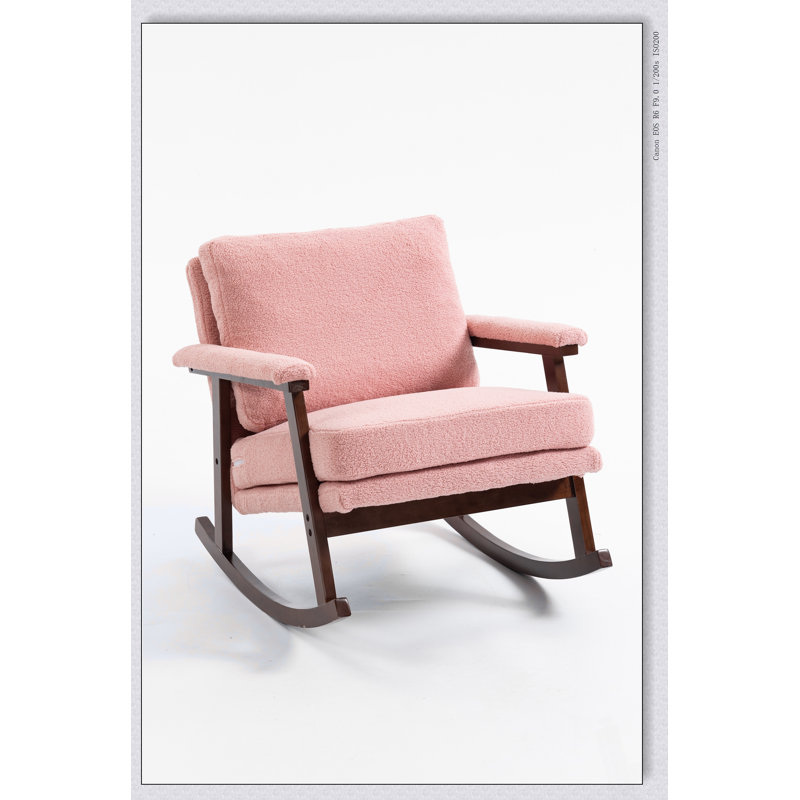 Chaise berçante d'appoint Mid-Century moderne avec structure en bois, salon rembourré confortable et fauteuil de lecture