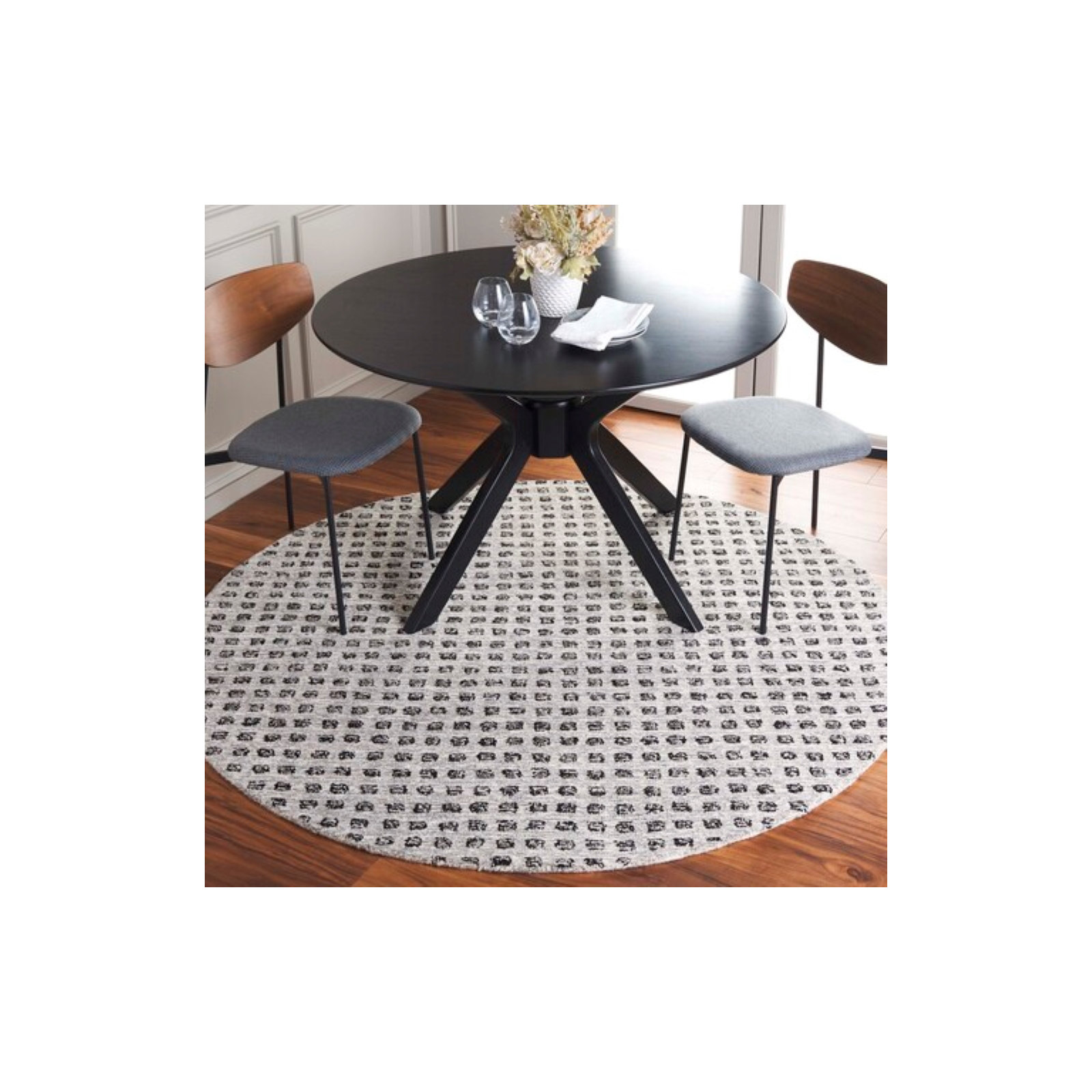 Everdine Wool Area Rug, Round 6'