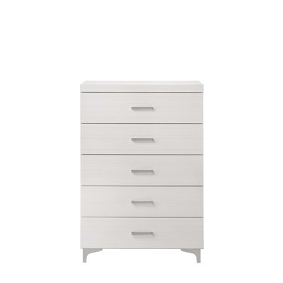 White 5-Drawer Chest with Metal Legs