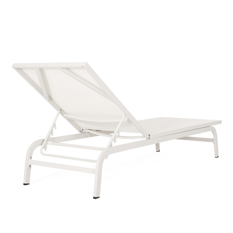 Chaise longue blanche pour deux personnes en filet de nylon, structure en aluminium, détails faits à la main, assemblage 2 en couleur fait à la main requis
