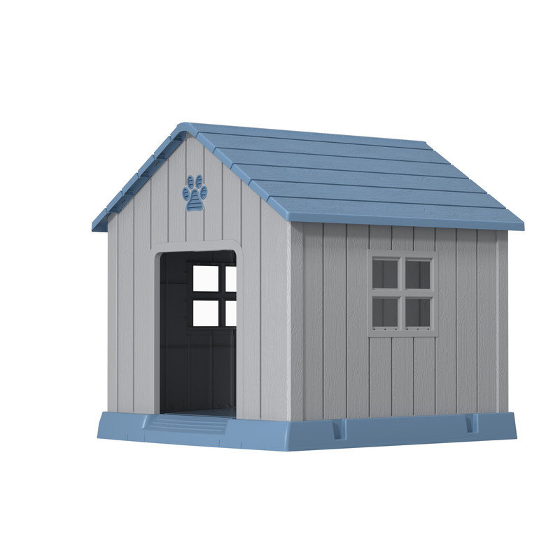 niche pour chien à pignon bleu, H 32,52 po x l 31,18 po x P 33,7 po