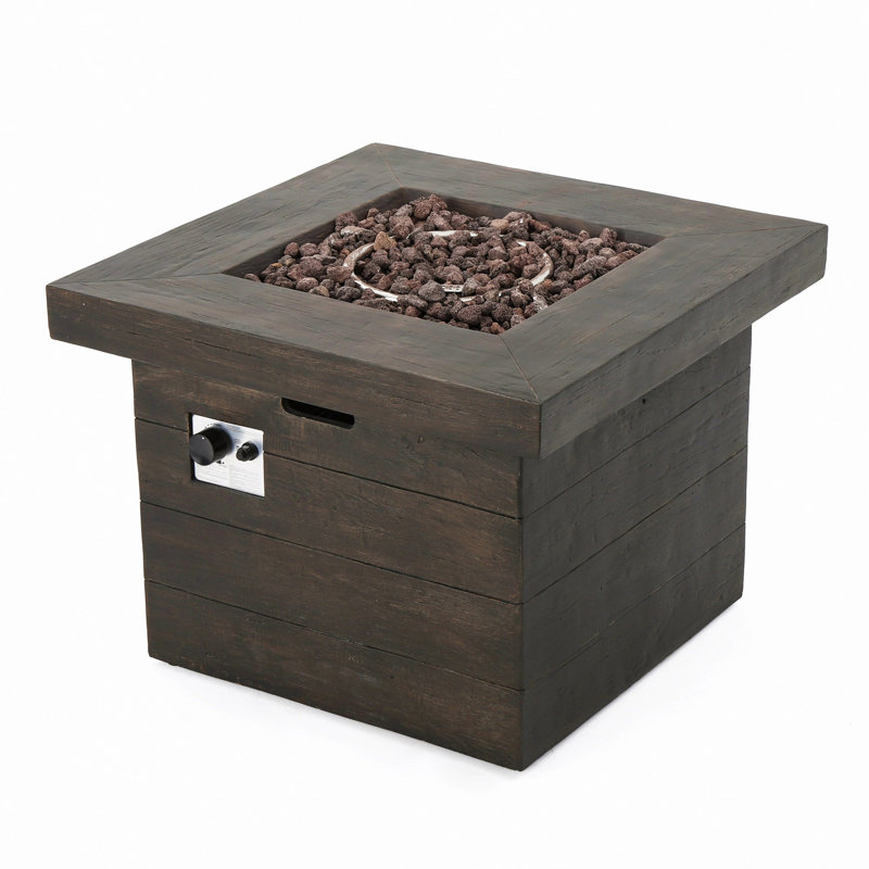 32" Wood Square Mgo Fire Pit Brown - 40,000 Btu, Brown