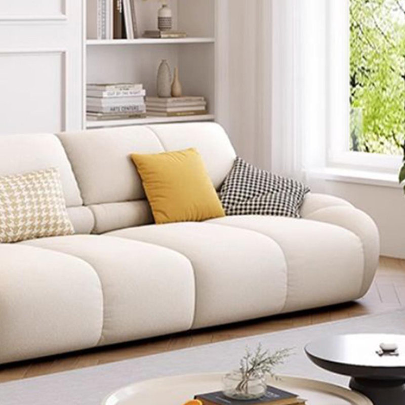 French Cream Style Puff Fabric Sofa, 30.7" H x 110.23" W x 37.79" D, 4