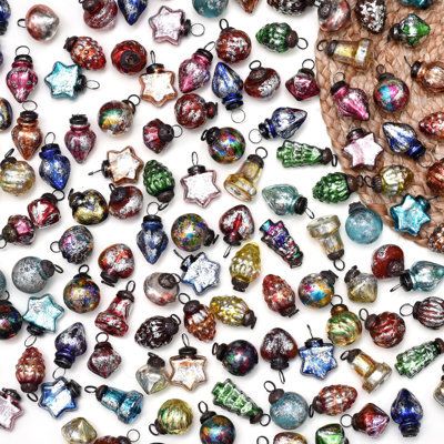 25 Glass Vintage Christmas Ornaments Set Retro Christmas Ornaments